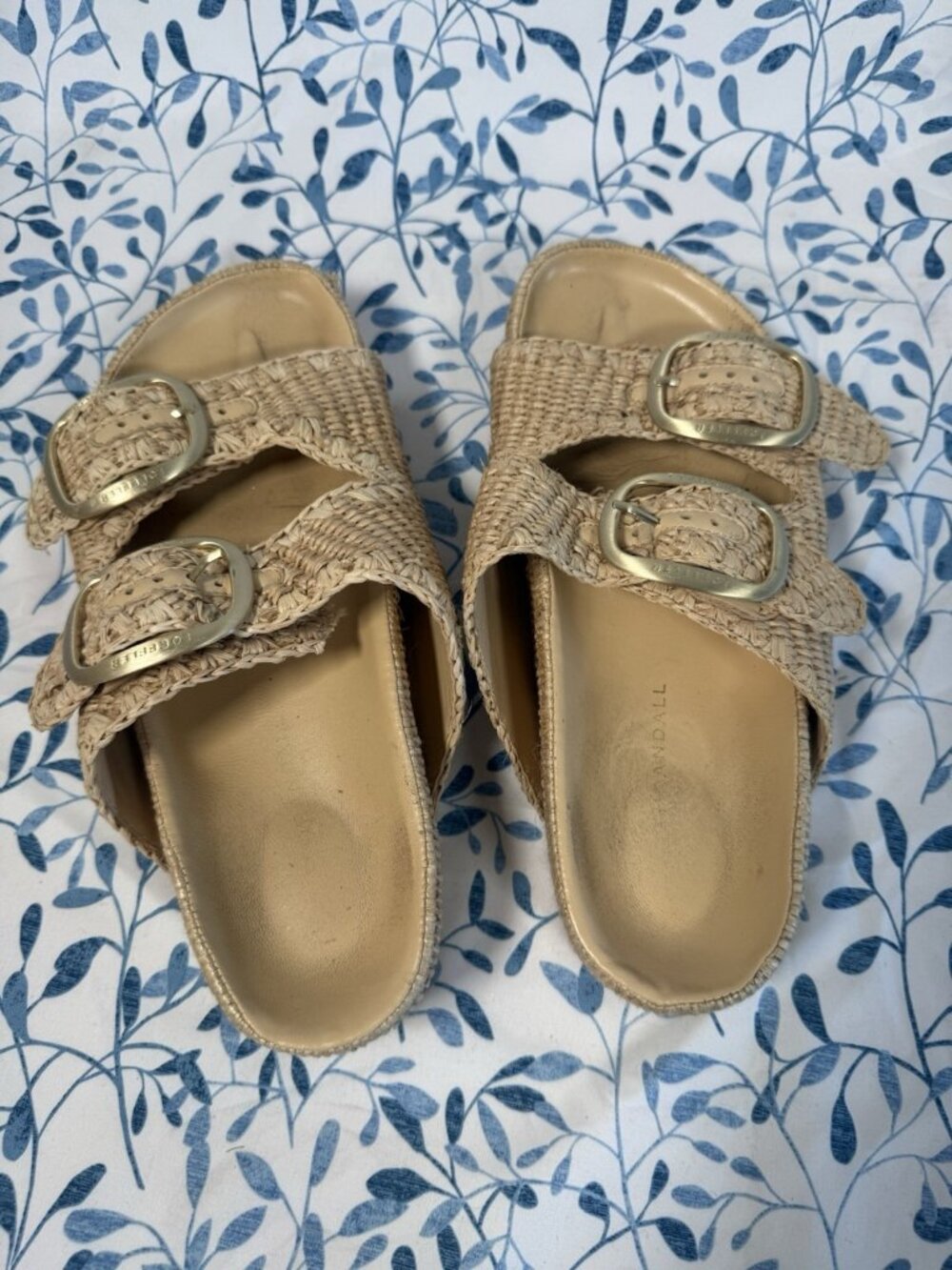 Loeffler Randall Theo Two Strap Chunky Woven Raffia Platform Sandals Size 8 - Picture 10 of 14